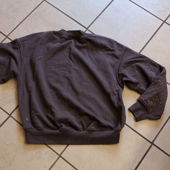 Lululemon X Soulcycle To The Beat Sweatshirt Heathered Antique Bark Terry Size 6 - Picture 5 of 10